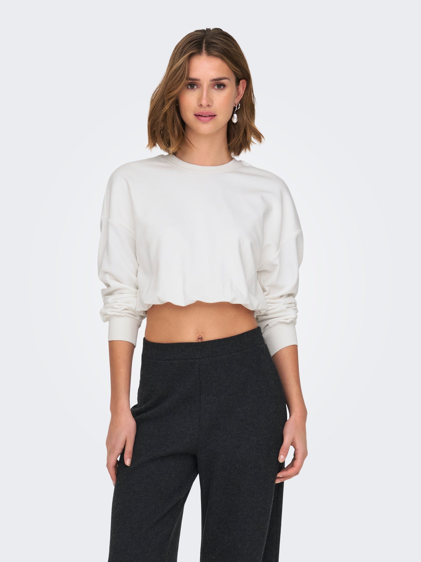 Only - Felpa donna | onlbolette l/s short o-neck ub oy swt