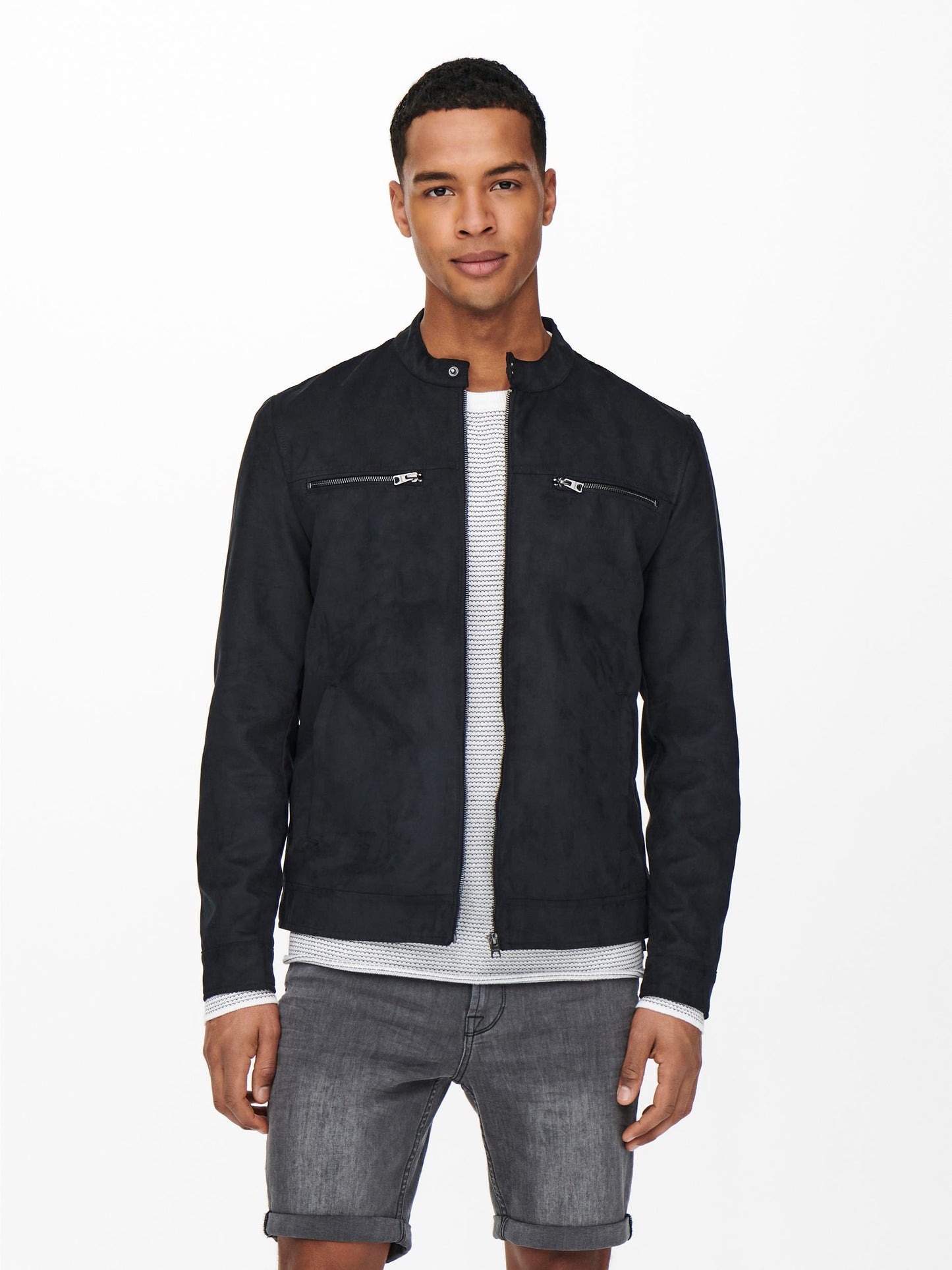 Only & Sons - Giubbotto Biker - Uomo | willow fake suede jacket otw noos