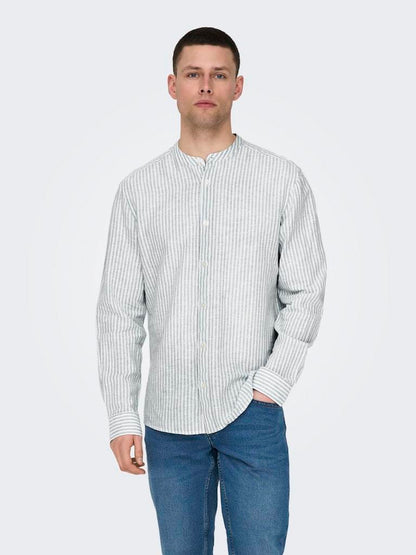 CAMICIA - ONLY & SONS ONSCAIDEN LS MAO STRIPE LINEN SHIRT NOOS