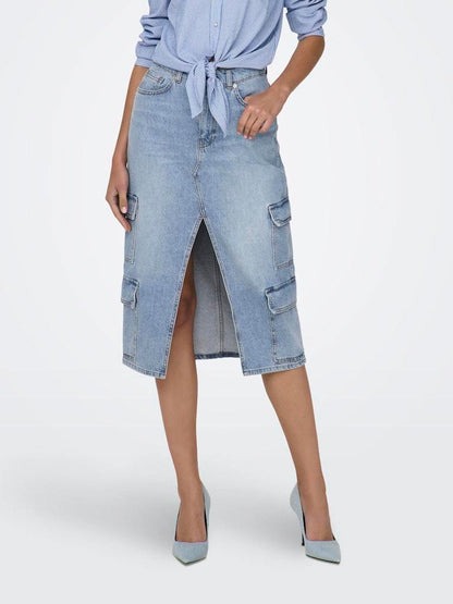 Gonna/Jeans - Only Onlposey Hw Midi Cargo Dnm Skirt Cro