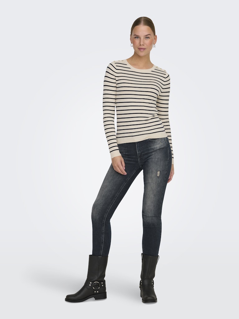 Only - Pullover - Donna | onlmila ls stripe button o-neck cc knt