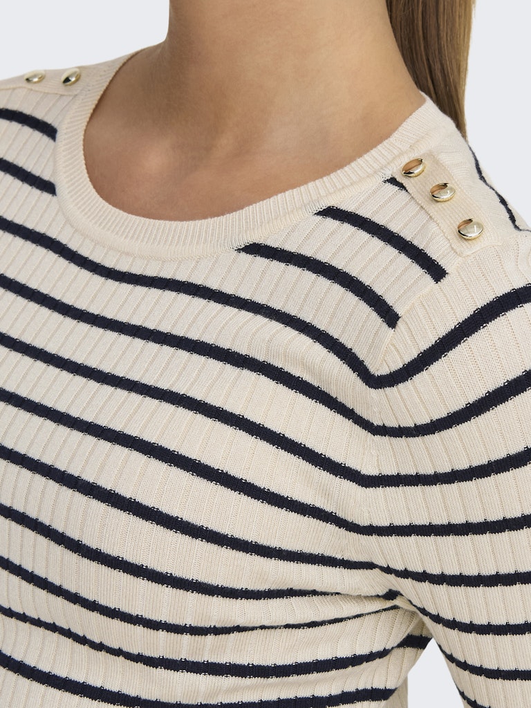 Only - Pullover - Donna | onlmila ls stripe button o-neck cc knt