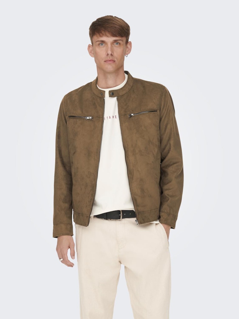 Only & Sons - Giubbotto Biker - Uomo | willow fake suede jacket otw noos