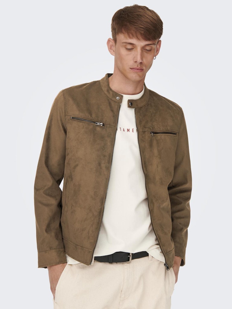 Only & Sons - Giubbotto Biker - Uomo | willow fake suede jacket otw noos