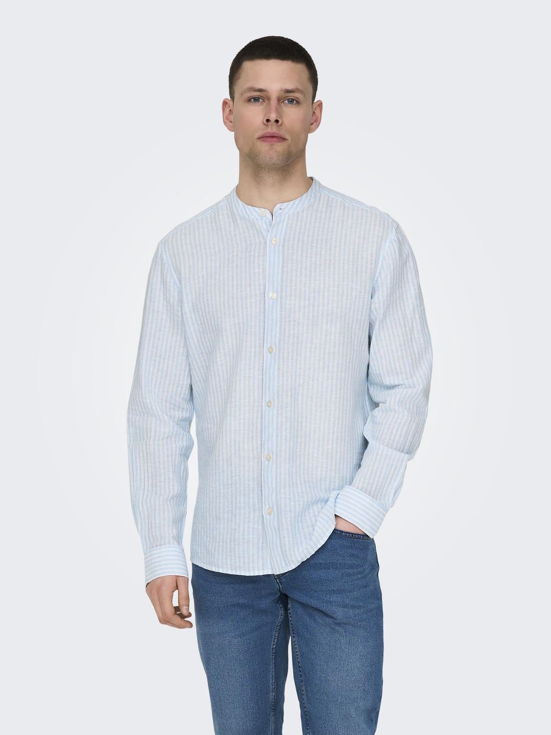 ONSCAIDEN LS MAO STRIPE LINEN SHIRT NOOS