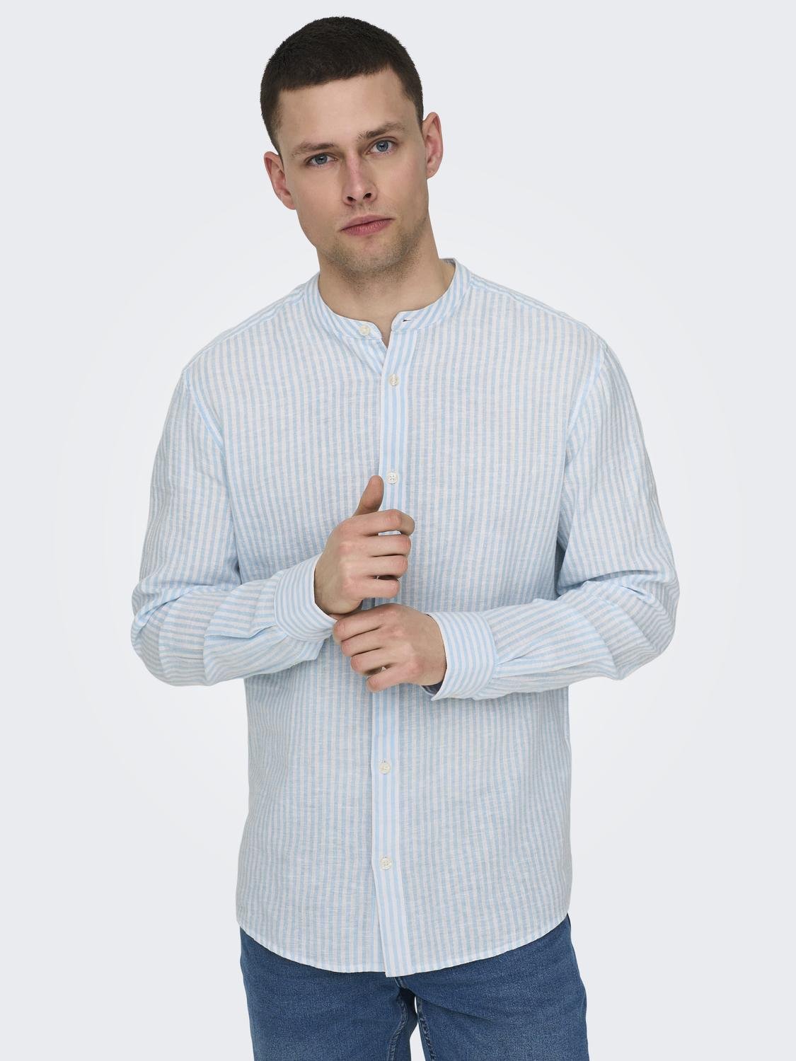 ONSCAIDEN LS MAO STRIPE LINEN SHIRT NOOS