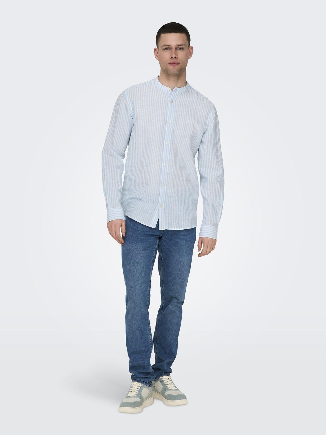ONSCAIDEN LS MAO STRIPE LINEN SHIRT NOOS