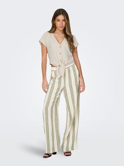 Only - Camicia manica corta - Donna | onlsiesta ss knot lin bl shirt pnt noos