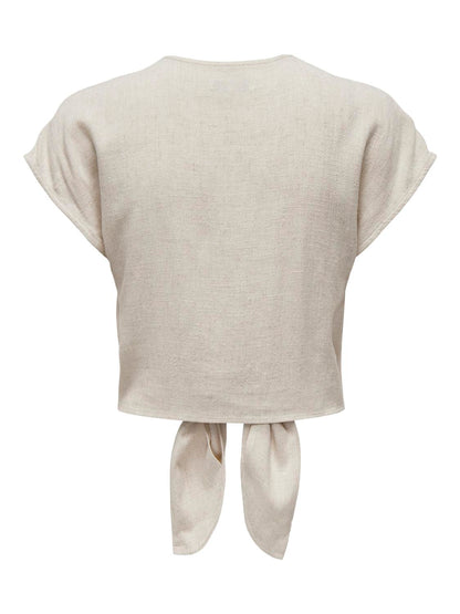 Only - Camicia manica corta - Donna | onlsiesta ss knot lin bl shirt pnt noos