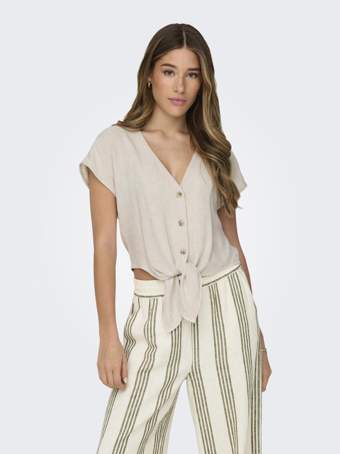 Only - Camicia | ONLSIESTA SS KNOT LIN BL SHIRT PNT NOOS