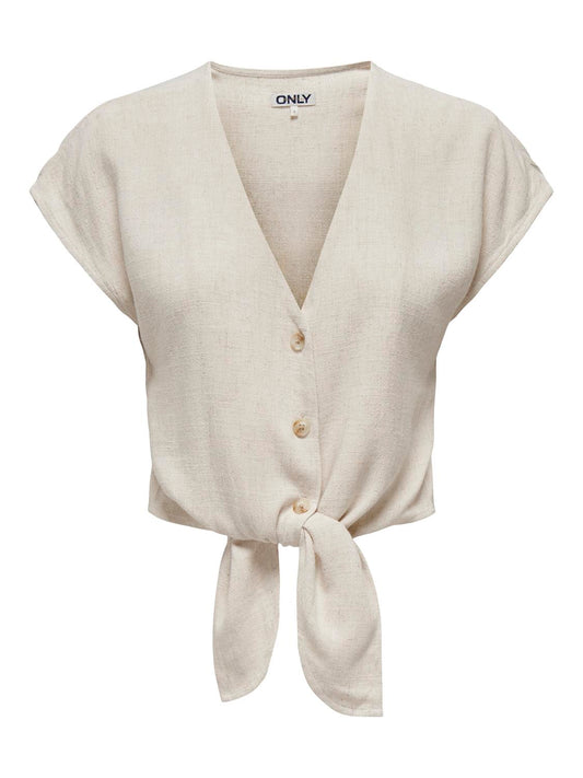 Only - Camicia | ONLSIESTA SS KNOT LIN BL SHIRT PNT NOOS