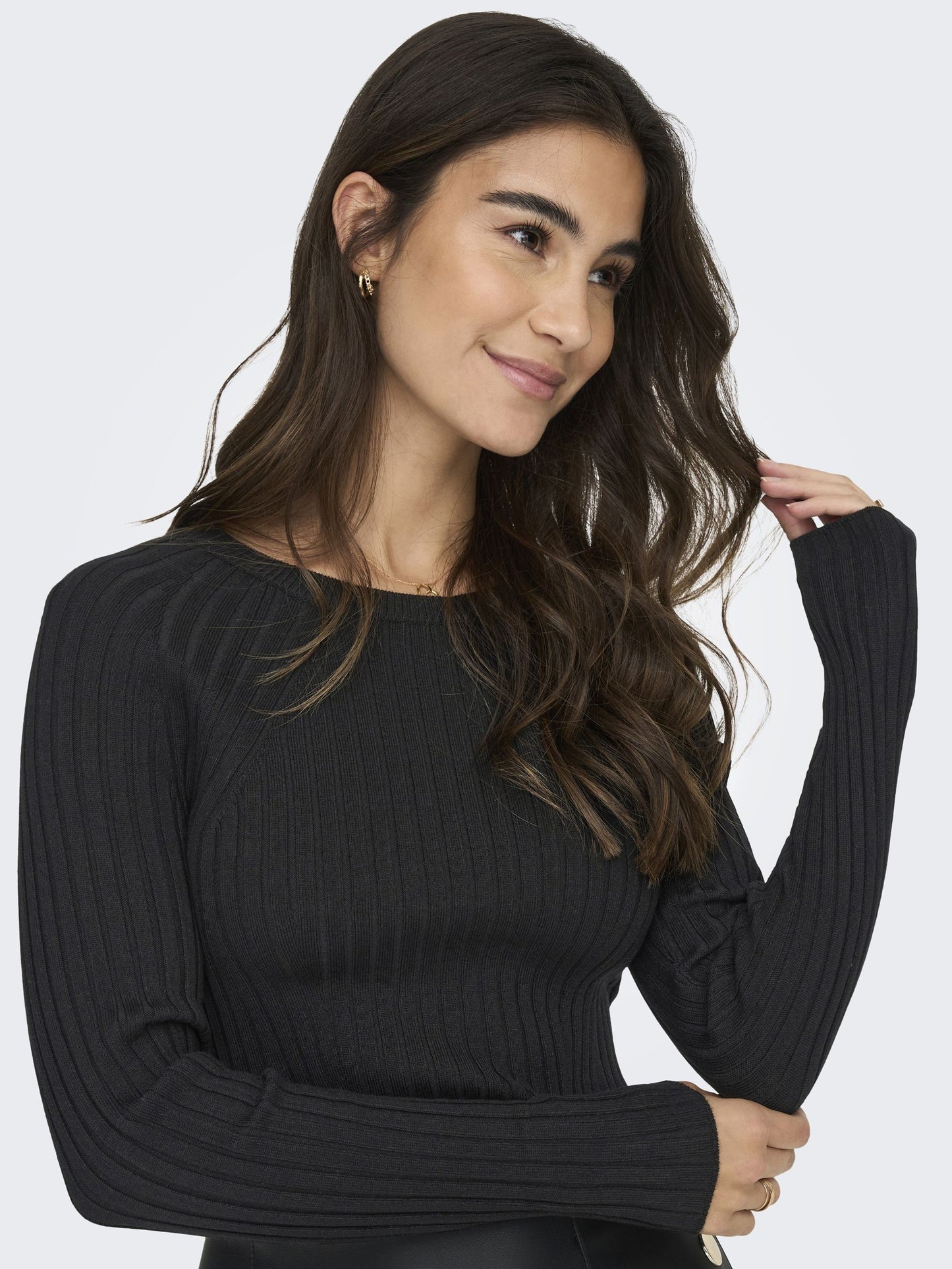 ONLMEDDI LS RIB CROP O-NECK CC KNT