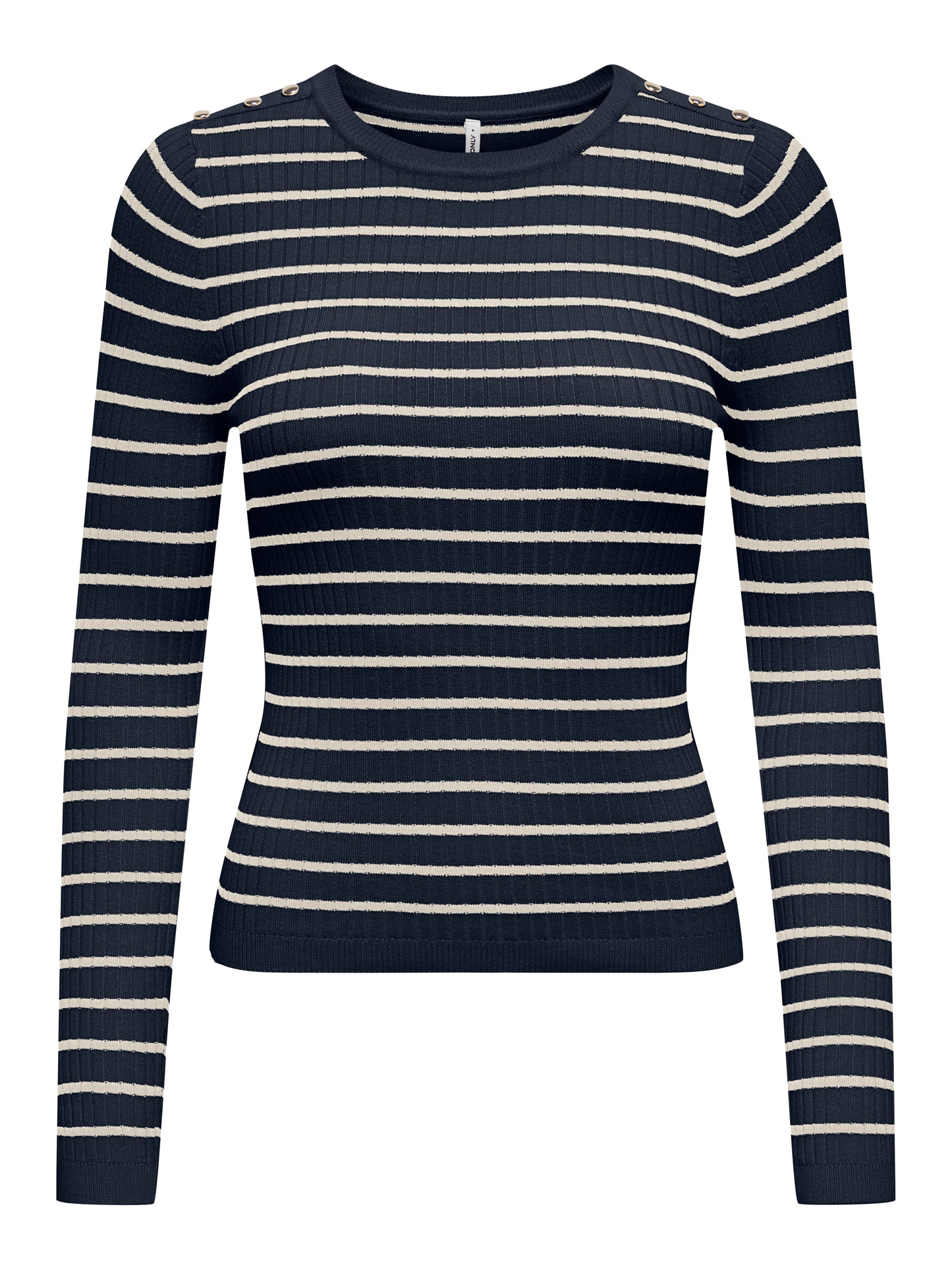 ONLMILA LS STRIPE BUTTON O-NECK CC KNT