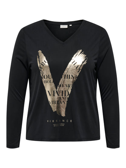 Only Carmakoma - T-shirt manica lunga - Donna curvy | carfree life l/s v-neck top jrs