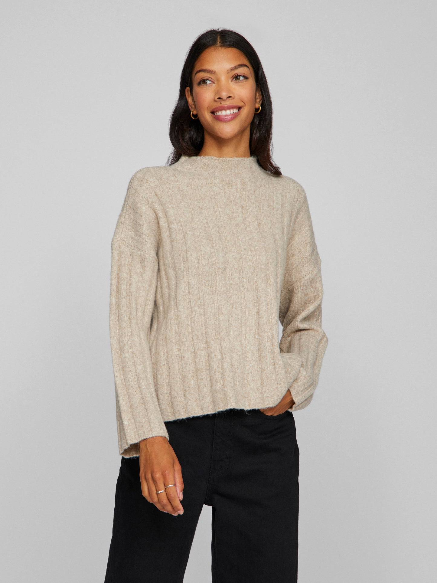 VIJANEY HIGHNECK L/S RIB Pullover TOP/R