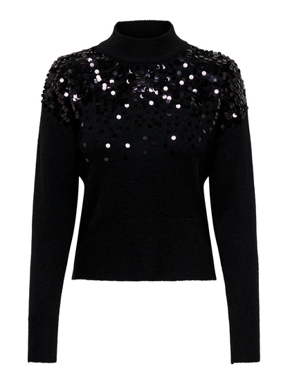 ONLALBA LS SEQUINS HIGH NECK KNT