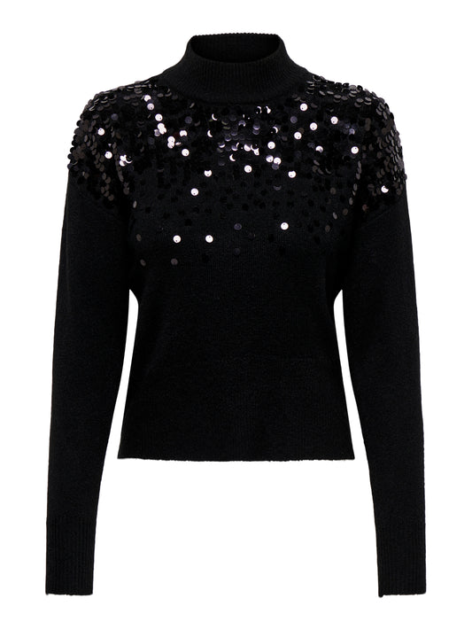 ONLALBA LS SEQUINS HIGH NECK KNT