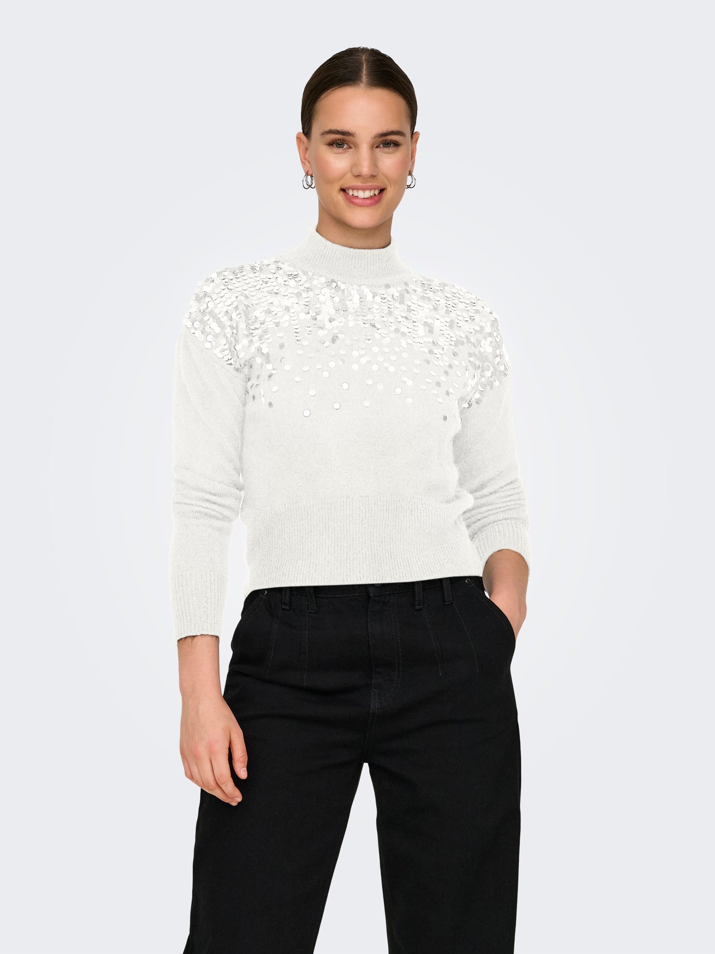 ONLALBA LS SEQUINS HIGH NECK KNT