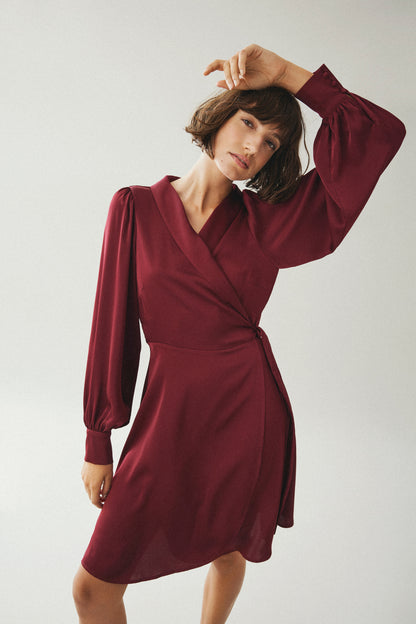 VIENNA RAVENNA L/S SHORT WRAP DRESS-NOOS