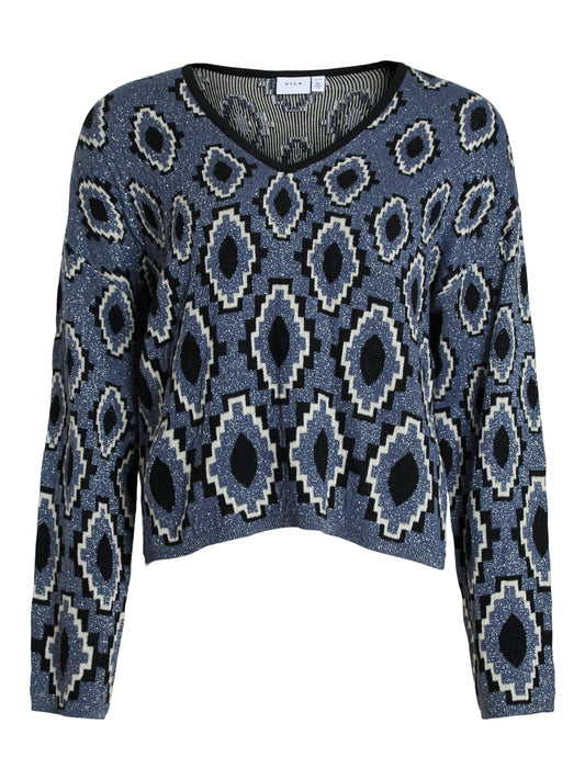 VISTREY L/S V-NECK KNIT TOP