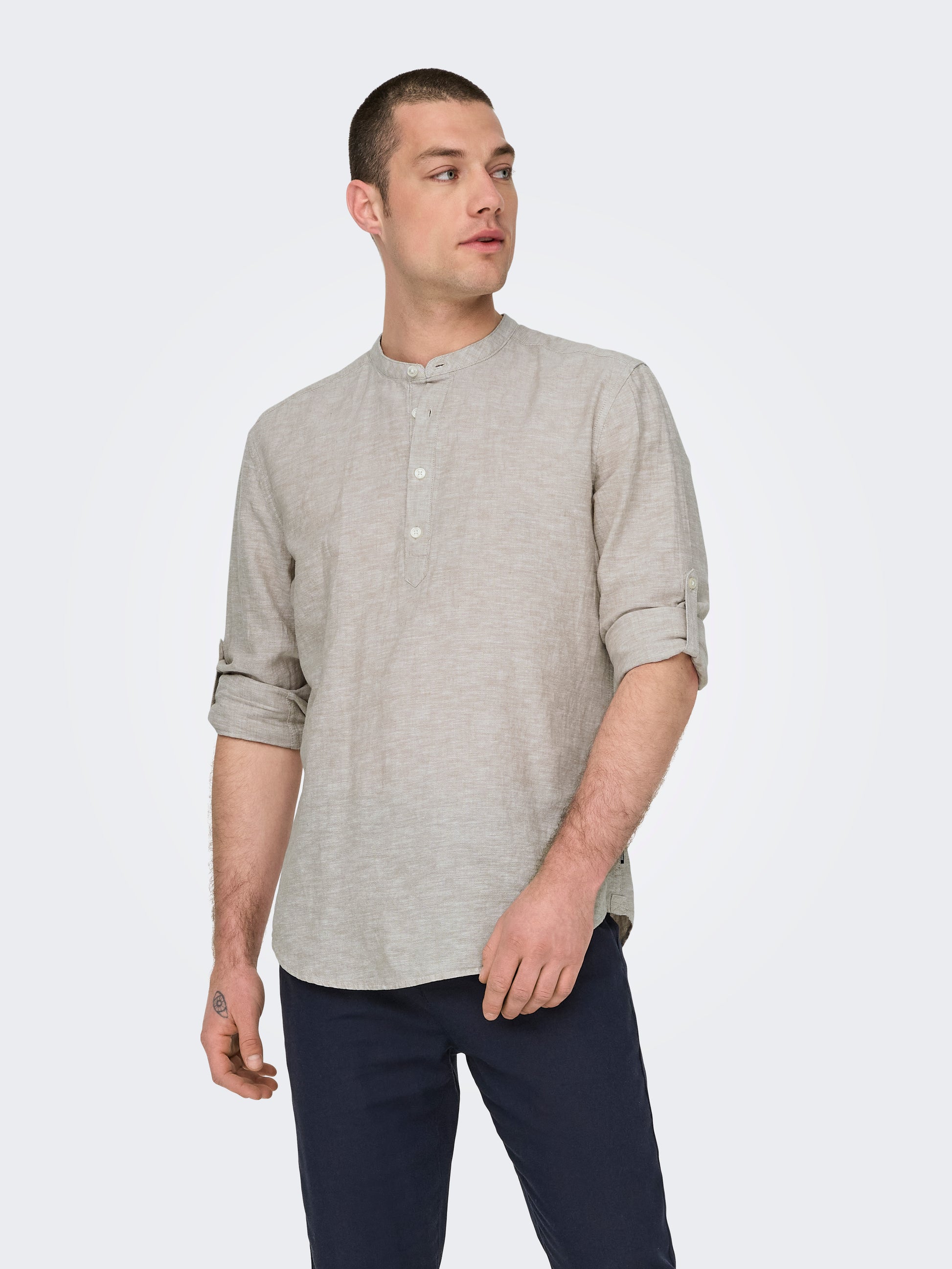Only&Sons - Uomo - Camicia | onscaiden ls halfplackt linen shirt noos