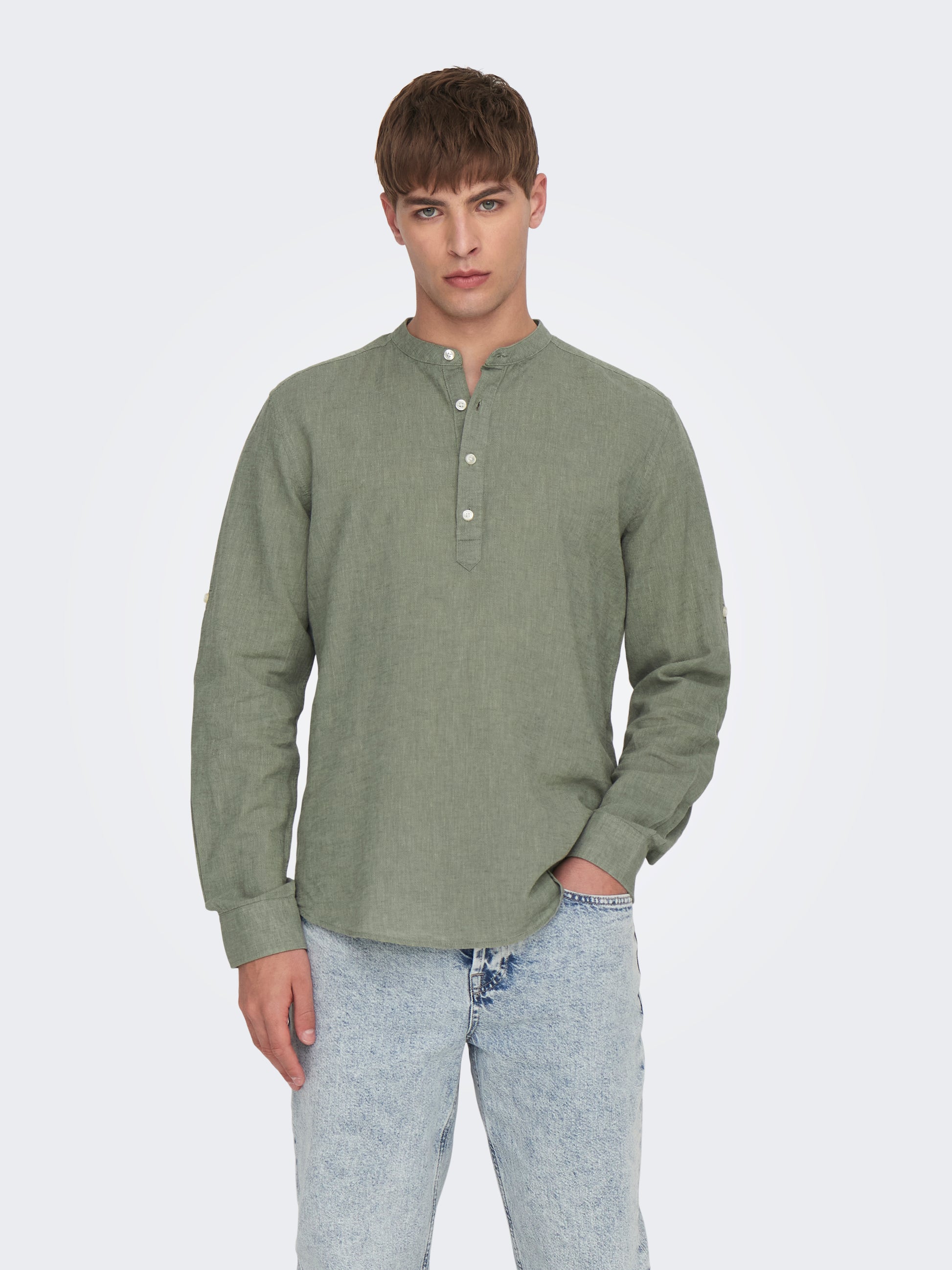 Only&Sons - Uomo - Camicia | onscaiden ls halfplackt linen shirt noos