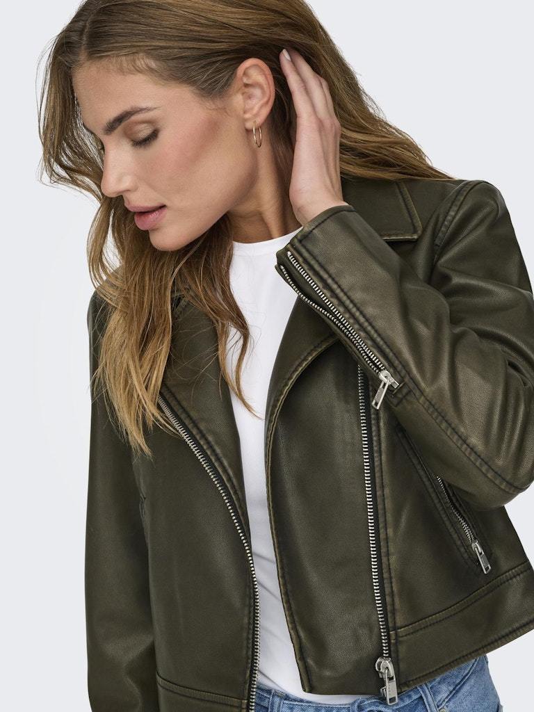 BIKER - ONLY ONLRIA WASHED FAUX LEATHER BIKER OTW