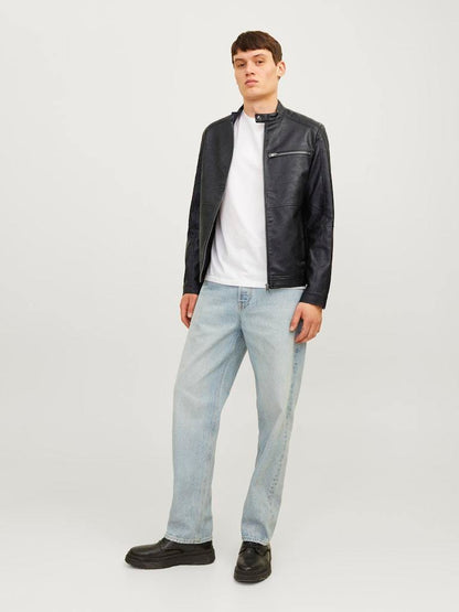 BIKER - JACK&JONES JJEDYLAN PU BIKER JACKET NOOS