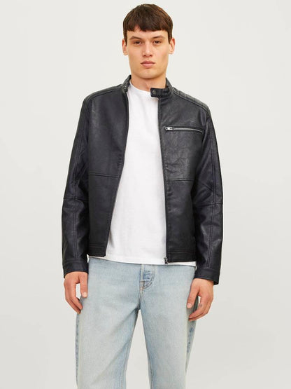 BIKER - JACK&JONES JJEDYLAN PU BIKER JACKET NOOS