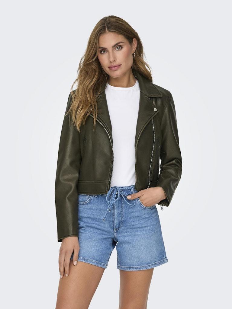 BIKER - ONLY ONLRIA WASHED FAUX LEATHER BIKER OTW