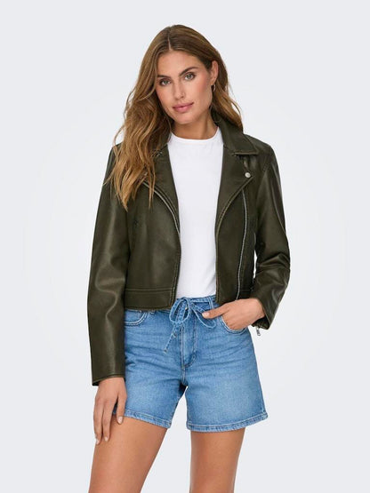 BIKER - ONLY ONLRIA WASHED FAUX LEATHER BIKER OTW