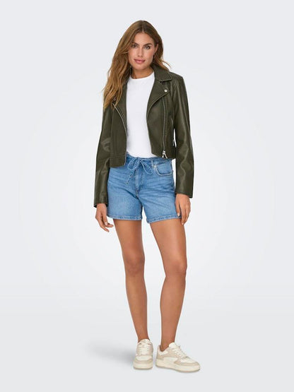 BIKER - ONLY ONLRIA WASHED FAUX LEATHER BIKER OTW