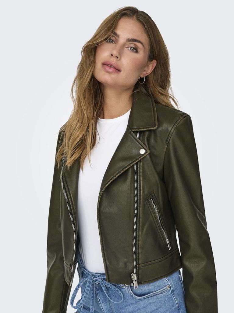 BIKER - ONLY ONLRIA WASHED FAUX LEATHER BIKER OTW