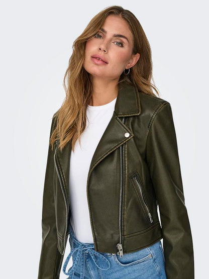 BIKER - ONLY ONLRIA WASHED FAUX LEATHER BIKER OTW