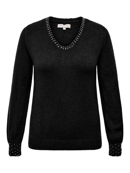 Pullover Caralessia Ls Bling Vneck Knt Only Carmakoma