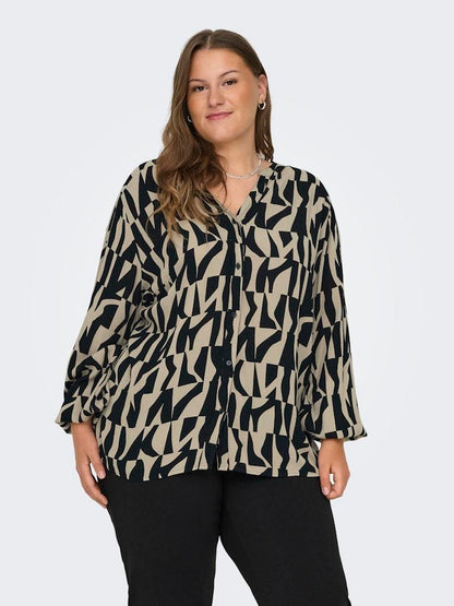 CAMICIA - ONLY CARMAKOMA CARDIONA ANITA LIFE L/S V-NECK SHIRT AOP