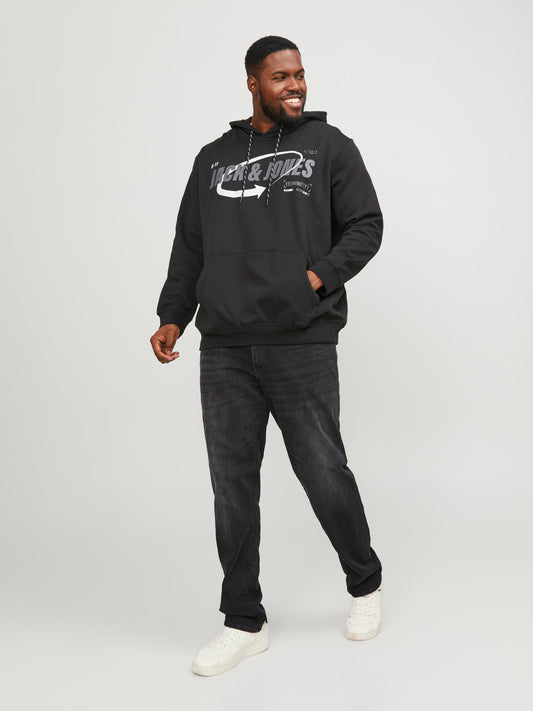 Jack&Jones - Felpa uomo plus | jcoblack sweat hood ch