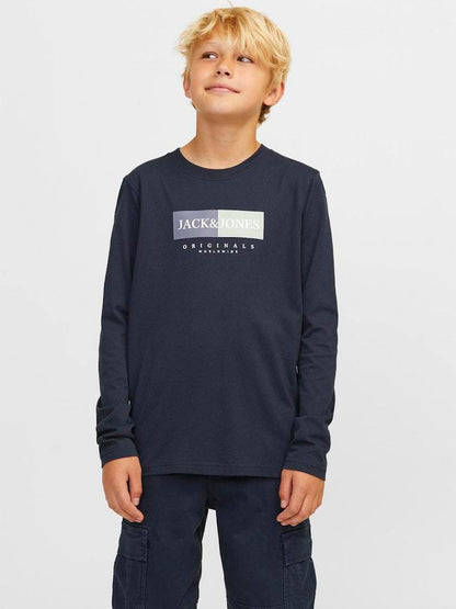 T-SHIRT - JJJUNIOR JORFREDERIKSBERG BOX SCRIPT TEE LS JNR