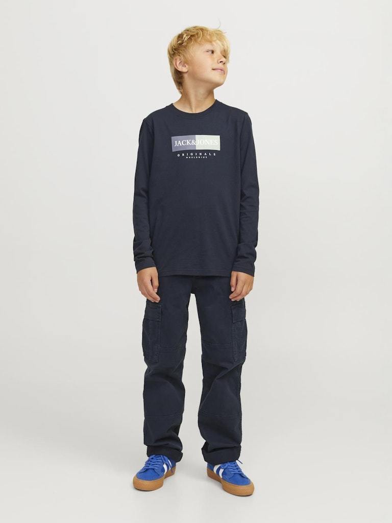 T-SHIRT - JJJUNIOR JORFREDERIKSBERG BOX SCRIPT TEE LS JNR