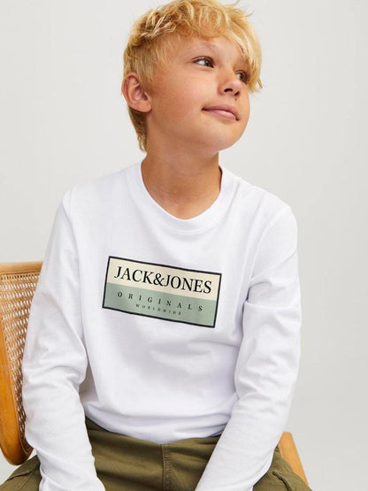 T-SHIRT - JJJUNIOR JORFREDERIKSBERG BOX SCRIPT TEE LS JNR