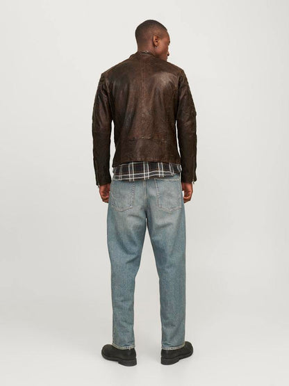 BIKER - JACK&JONES JJERICHARD LEATHER JACKET NOOS