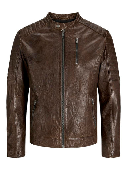 BIKER - JACK&JONES JJERICHARD LEATHER JACKET NOOS