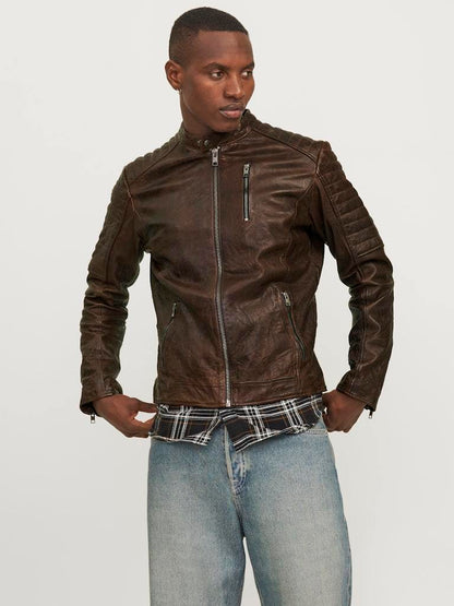 BIKER - JACK&JONES JJERICHARD LEATHER JACKET NOOS