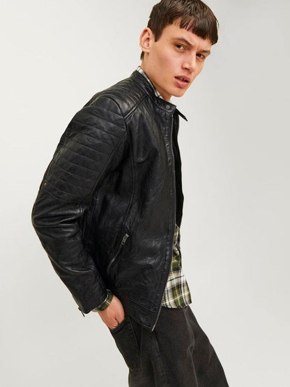 BIKER - JACK&JONES JJERICHARD LEATHER JACKET NOOS