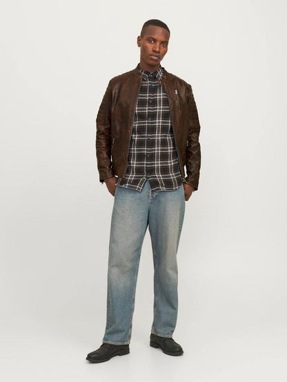 BIKER - JACK&JONES JJERICHARD LEATHER JACKET NOOS