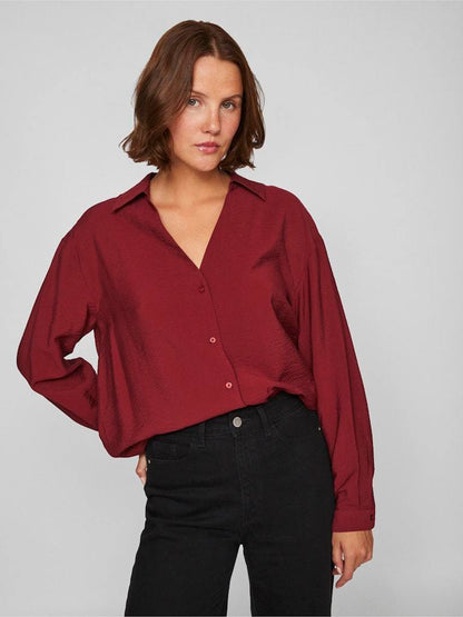 CAMICIA - VILA VIDOMIRA V-NECK L/S SHIRT - NOOS