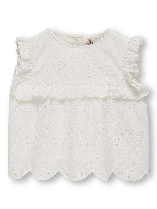 TOP - ONLY KIDS KMGCLEO LIFE S/L EMB BUTTON TOP WVN