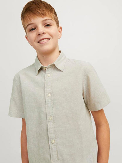 CAMICIA - JJJUNIOR JJELINEN BLEND SHIRT SS SN JNR