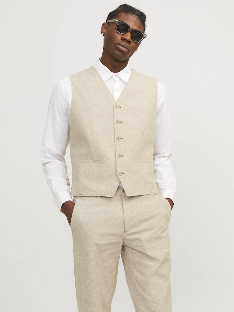 GILET - JACK&JONES JPRRIVIERA LINEN WAISTCOAT