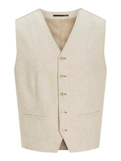 GILET - JACK&JONES JPRRIVIERA LINEN WAISTCOAT